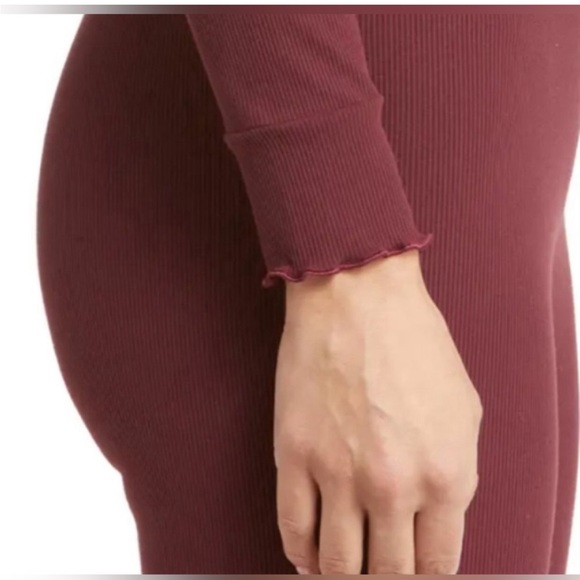 Outdoor Voices NWT Rib Longsleeve Shiraz Red Ribbed Cropped Tee Size XXL - Picture 4 of 5